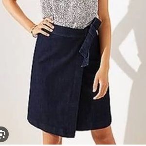 Kayce Hughes Womens Denim Wrap Skirt One Size Dark Wash Tie Waist Cotton Pockets